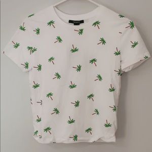a white tee with little graphic palm trees!!